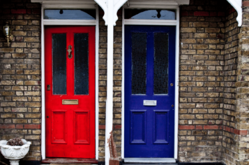 Blue and red doors