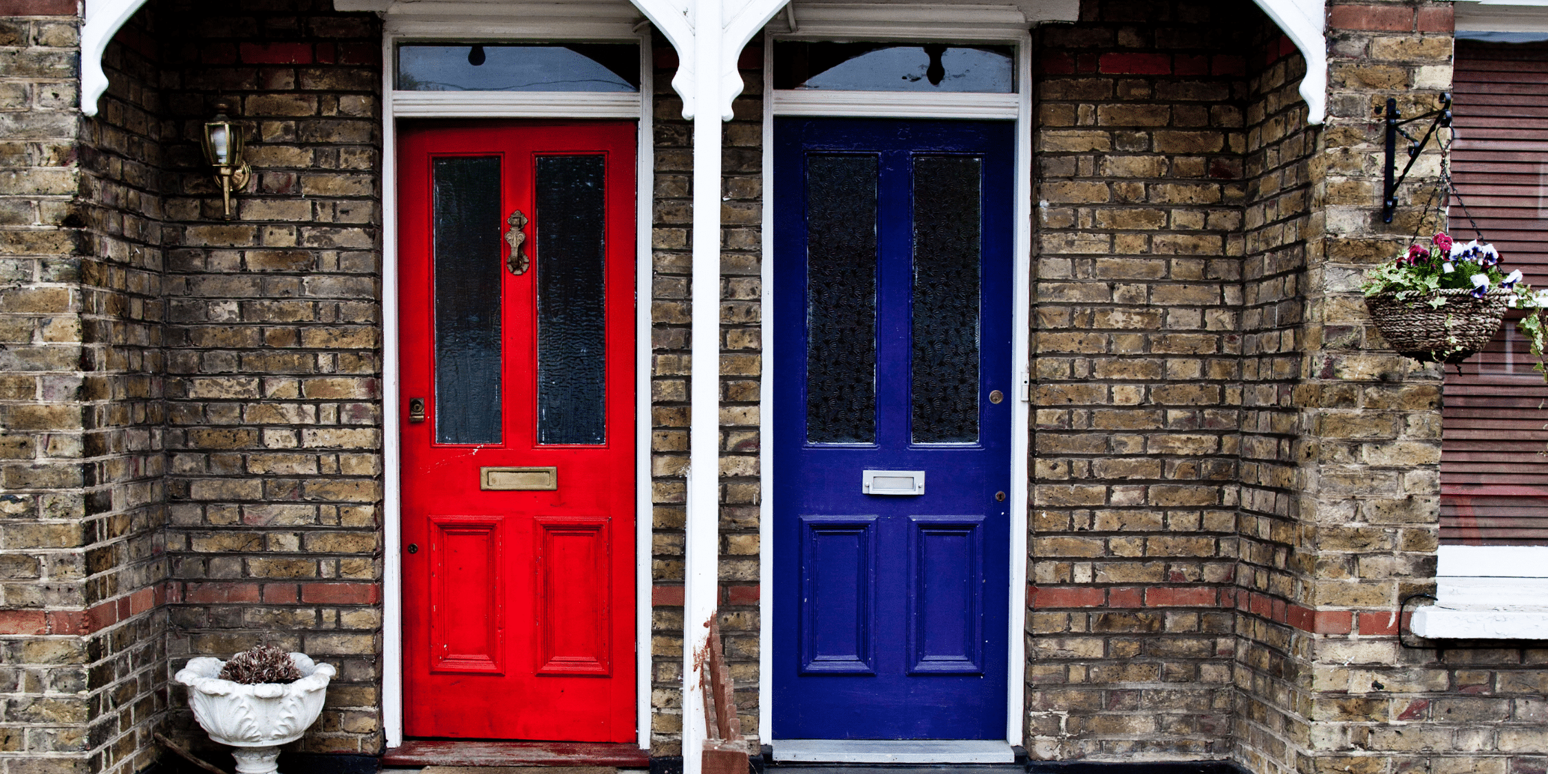 Blue and red doors